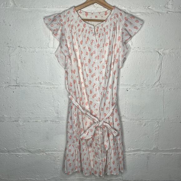 Gal Meets Glam Women's Linen Cotton Floral Block Print Della Shirt Dress Size 12 - Picture 2 of 7